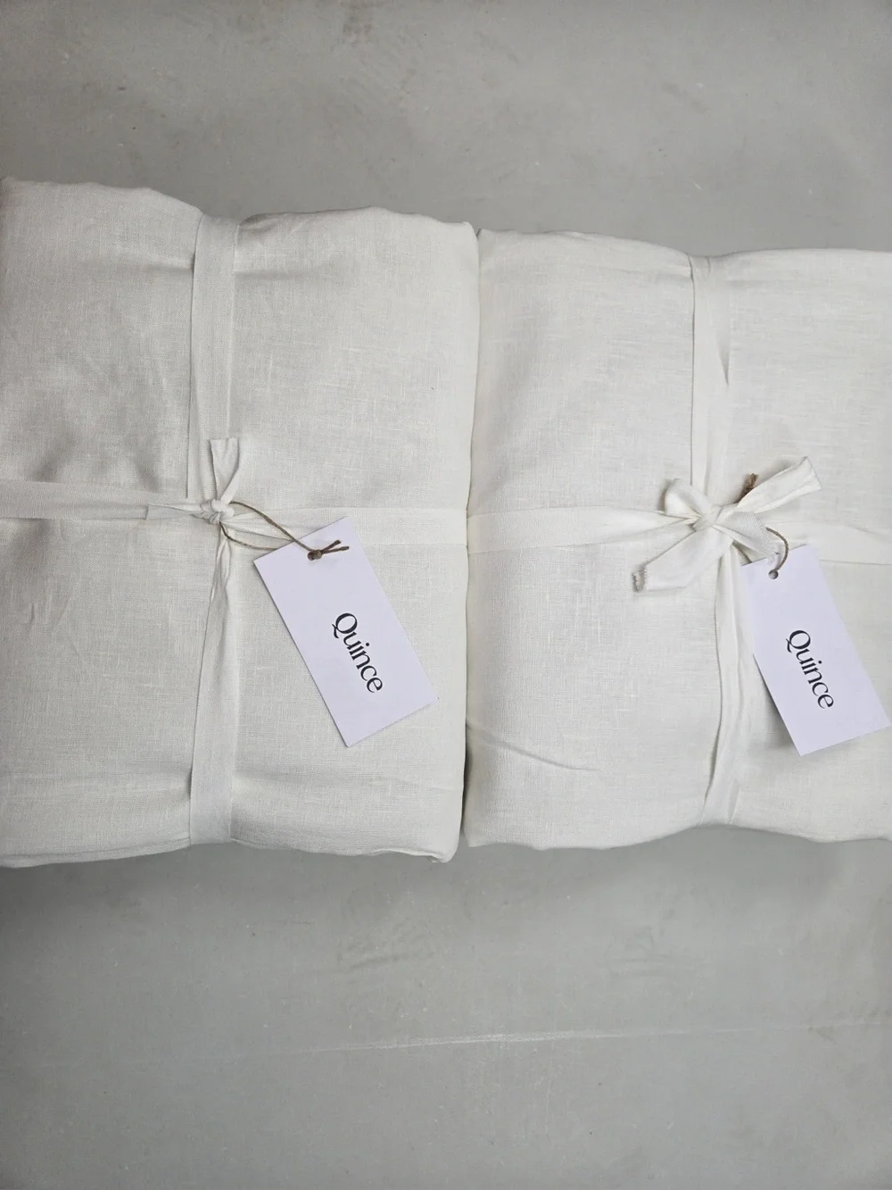 NWT QUINCE Set Of 2 48x96 European Linen True Blackout Curtains Cream 0478